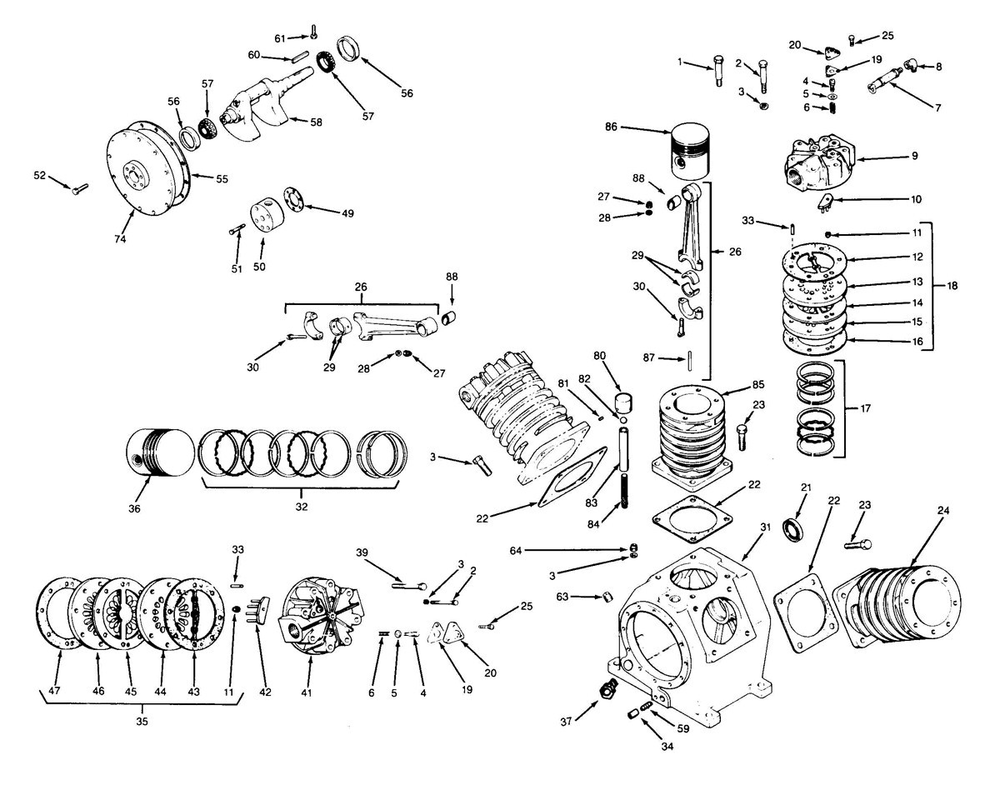 Pump Parts Diagram and Parts List for CI153120HS  Campbell Hausfeld Compressor